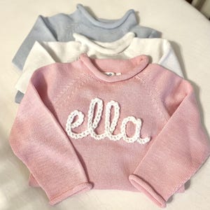 刺繍入りベビー/幼児用カスタムネームロールネックセーター