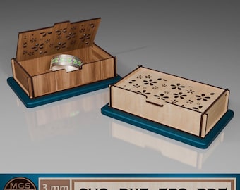 Laser Cut Jewelry Box SVG File, Floral Design Storage Box Template, DIY Keepsake Organizer for Laser Cutting