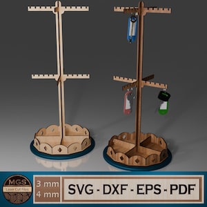 Lasergesneden sleutelhangerstandaard SVG-bestand, decoratieve sleutelhouder digitale sjabloon, plus-vormige sleutelhanger organizer ontwerp voor lasersnijden