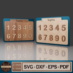 Lasergesneden nummer puzzel SVG-bestand, gepersonaliseerde kinderen tellen puzzel sjabloon, educatief nummer puzzel ontwerp voor lasersnijden