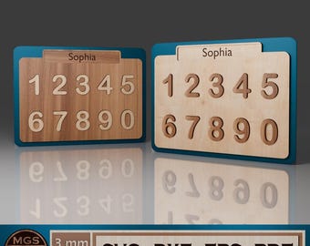 Laser Cut Number Puzzle SVG File, Personalized Kids Counting Puzzle Template, Educational Number Puzzle Design for Laser Cutting