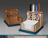 Laser Cut Pen Holder with Sticky Note SVG File, Pen Holder with Note Holder Laser SVG File, Desk Organizer Notepad Stand Glowforge Files