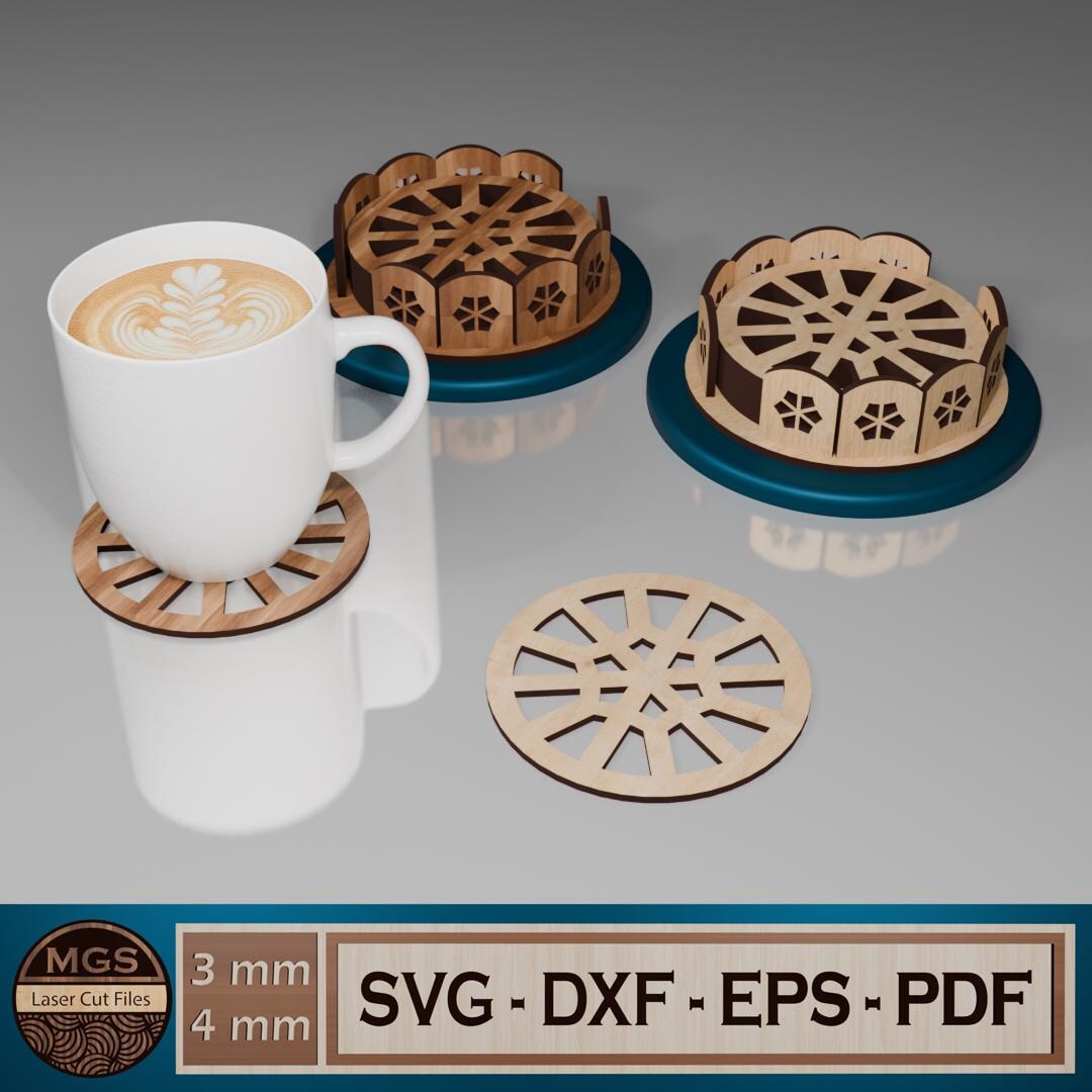 Laser Cut Stackable Circle Coaster SVG File, Round Drink Holder ...