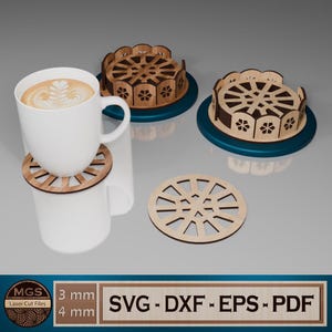 Laser Cut Stackable Circle Coaster SVG File, Round Drink Holder Template, Customizable Coaster Set Design for Laser Cutting