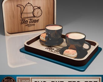 Laser Cut Serving Tray SVG File, Elegant Wooden Tray Digital Template, Home Dining Accessory Design