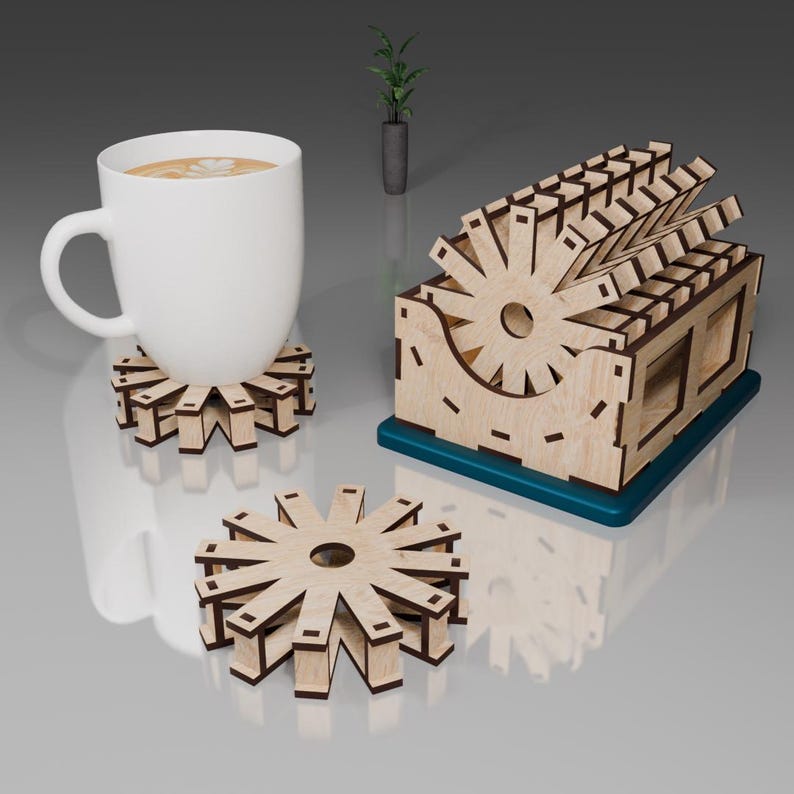 Laser Cut Circle Coaster SVG File, Elevated Vertical Coaster Holder ...