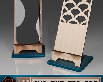 Laser Cut Phone Stand SVG File, Simple and Elegant Desktop Holder for Smartphones, DIY Mobile Phone Stand Template