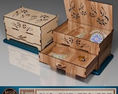 Laser Cut Jewelry Box SVG File, Flower Pattern Lid and Drawer Organizer Template, Custom Jewelry Storage Box for Laser Cut