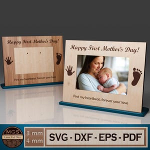 Archivo SVG de marco de fotos para el primer día de la madre cortado con láser, archivo SVG de marco de fotos cortado con láser / regalo para mamá primeriza, recuerdo del día de la madre para corte con láser