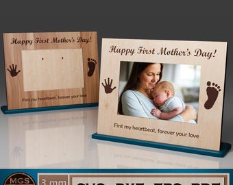 Laser Cut First Mother’s Day Photo Frame SVG File, Photo Frame Laser SVG File | New Mom Gift, Mother’s Day Keepsake for Laser Cutting