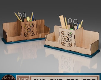 Laser Cut Pencil Holder SVG File, Multi-Compartment Stationery Organizer Design, DIY Desk Organizer for Laser Cutting