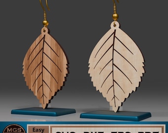 Laser Cut Leaf Earrings SVG File, Boho Leaf Earring SVG Laser Cut Files, Laser Cut Earring Template, Jewelry Template