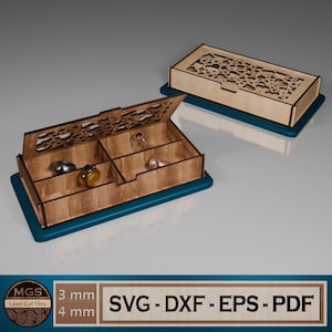 Fichier SVG boîte à bijoux découpé au laser, modèle d'organisateur de compartiment design coeur, boîte de rangement de bijoux bricolage pour découpe laser