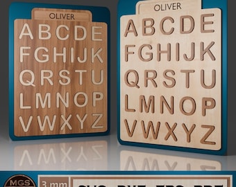 Laser geschnittenes Alphabet Puzzle mit Name SVG-Datei, Alphabet Puzzle Digitale Vorlage, anpassbares Lernspielzeug für Kinder