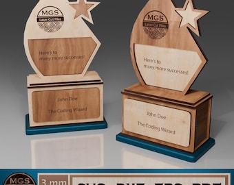 Laser Cut Trophy SVG File, Personalized Award Digital Template, Achievement Plaque Vector Design