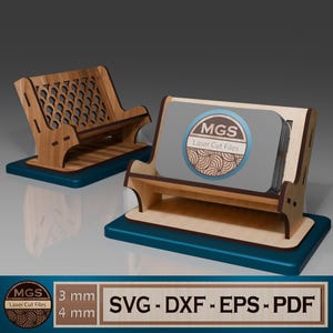 Laser Cut Elegant Business Card Holder SVG File, Business Card Display Stand Laser Cut Design, Desk Organizer Digital File