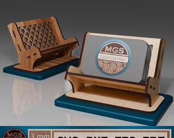 Laser Cut Elegant Business Card Holder SVG File, Business Card Display Stand Laser Cut Design, Desk Organizer Digital File