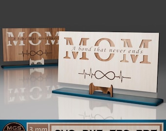 Laser Cut Mom Desk Sign SVG File with Stand, Mom Plaque Laser SVG File, Mother's Day Laser Cut Files, Mother's Day Gift SVG File