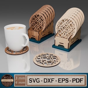 Laser Cut Circle Coaster SVG File, Vertical Coaster Holder Design, Elevated Drink Holder Template for Laser Cutting