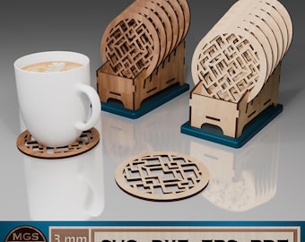 Laser Cut Circle Coaster SVG File, Vertical Coaster Holder Design, Elevated Drink Holder Template for Laser Cutting