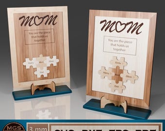 Laser Cut Mom Puzzle Sign SVG File, Mother's Day Laser Cut Files, Mother's Day Gift SVG, You Are the Pieces That Hold Us Together