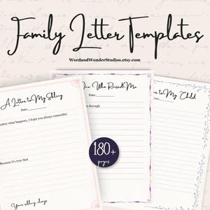 Colección de plantillas de cartas familiares imprimibles: cartas de padres a hijos, de hijos a padres y entre hermanos / Escritura de recuerdos para todas las edades