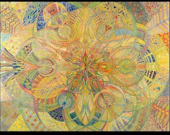 Sacred Geometry Fine Art Print Free Shipping Mandala Sacred Art Print Colored Pencil Art Psychedelic Art