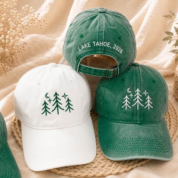 Gorra de béisbol personalizada con bordado de pino para despedida de soltera, gorra personalizada de Lake Tahoe, regalos para viajes de chicas y despedidas de soltera en 2026