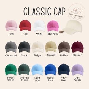 May include: A collection of eighteen baseball caps in various solid colors including pink, red, white, hot pink, cream, charcoal, black, beige, camel, coffee, maroon, forest green, emerald green, light blue, royal blue, navy blue, and light purple.