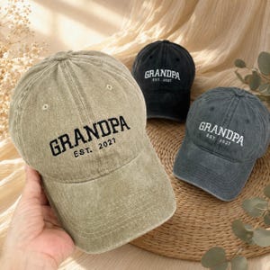 Custom Grandpa Embroidered Baseball Cap, Personalized Est Year Hat, Grandbaby Pregnancy Announcement & Baby Shower Gift for New Grandpa