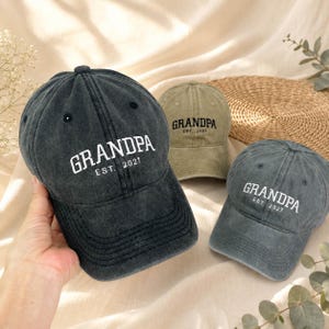 Custom Grandpa Embroidered Baseball Cap, Personalized Est Year Hat, Grandbaby Pregnancy Announcement & Baby Shower Gift for New Grandpa