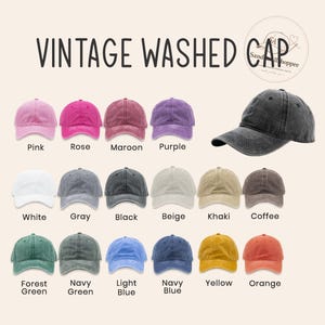 May include: A collection of seventeen vintage washed baseball caps in various colors including pink, rose, maroon, purple, black, white, gray, beige, khaki, coffee, forest green, navy green, light blue, navy blue, yellow, and orange with text.