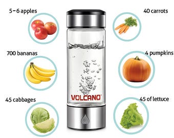 H2 Hydrogen Water Generator Bottle, 320ml, USB Rechargeable, VOLCANO