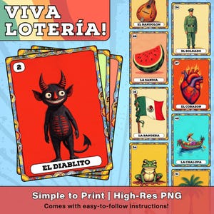 Printable Lotería Deck – 54 PNG Cards &amp; 30 Boards | Traditional Mexican Game | Vintage Art for ...