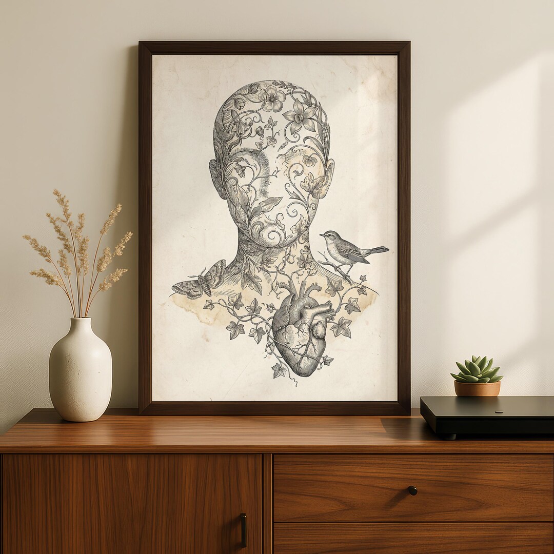 Floral Skull Anatomy Poster | Botanical Skeleton Wall Art Print ...
