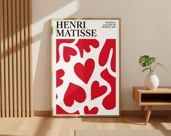 Matisse rode poster met uitsneden | Minimale moderne kunstafdruk | Gedurfde abstracte vormen | Galerij wanddecoratie | Esthetische print uit het midden van de eeuw | Cadeau