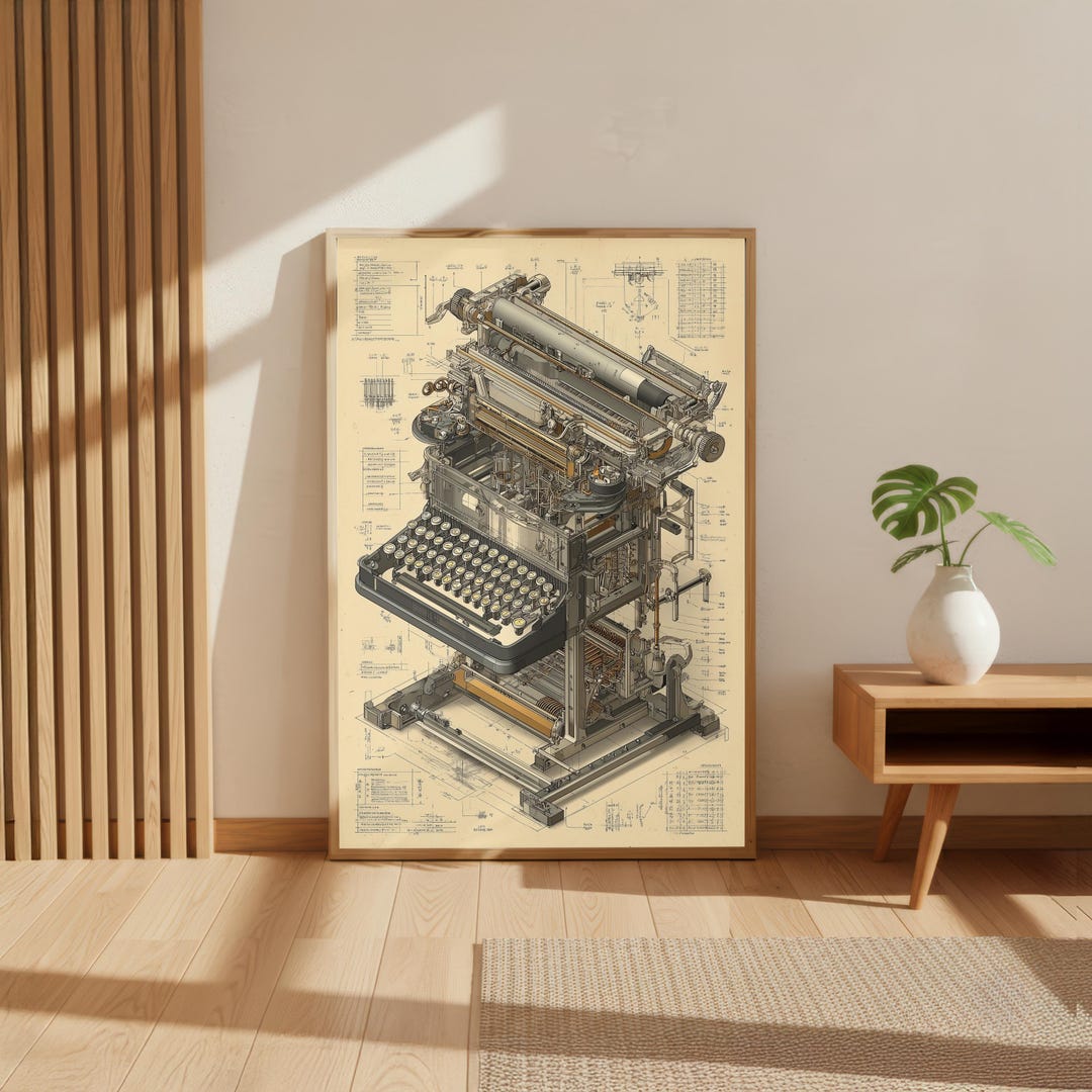 Typewriter Exploded View Vintage Typewriter Breakdown | Exploded Machine Art | Technical ...