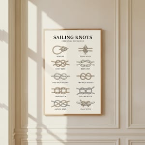 Segelknutar | Nautisk repkanvas | Marin knytdekor | Sjömansutbildningsaffisch | Vintage båtgrafik | Väggkonst för havsresor