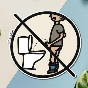 Sit to Pee: adesivo in vinile, resistente all'acqua, divertente, bottiglia d'acqua, computer portatile, umorismo sul vasino, regole del bagno, decorazione