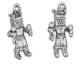1 Pewter Kachina Doll Charm, 25mm, American Made, Sterling Silver Plated, Double Sided, American Indian, Southwest, Hopi
