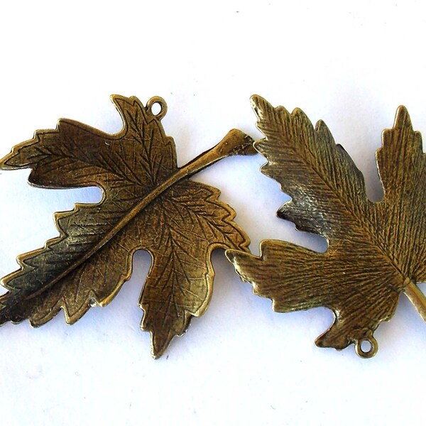 Large Bronze Maple Leaf Charm, 58mm, 1 Piece, Canadian Tree Maple Syrup 3D Double Sided Charm