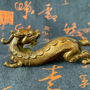 Antyczna miedziana statua bestii Bixie Pixiu, wypędzająca złe duchy, dzielne oddziały Feng shui pixiu Kylin, ozdoba zwierzęca, wystrój domu.