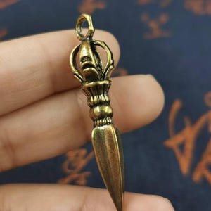 Nepal Handcrafted copper Vajra pendant Buddhism Dorje Phurba Amulet Collectibles, Tantra Buddhism Talisman Charm tiny Vajra phurpa Exorcism.