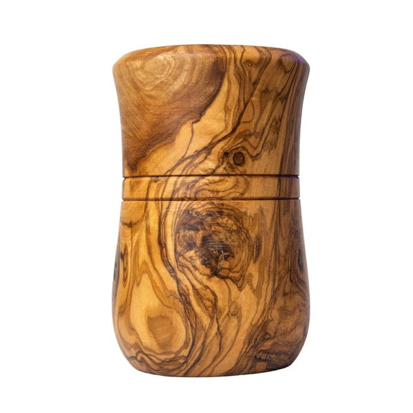 Olive Wood Utensil Holder | Handmade Round Wooden Kitchen Utensil Crock | Rustic Countertop Caddy & Gif
