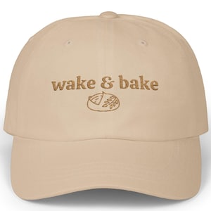 Embroidered Wake and Bake Hat, Sourdough Baseball Cap, Bakery Hat, Bread Maker, Food Lovers Gift, Foodie Gifts, Funny Baking Gift