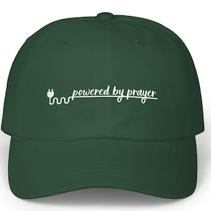 Powered By Prayer Embroidered Hat, Embroidered Dad Cap, Scripture Baseball Cap, Christian Hat, Faith Apparel, Inspirational Gifts