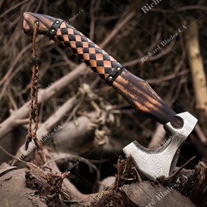 Custom Hand Forged Viking Axe,Ragnar Viking Axe Forged Camping Axe Ash Wood Shaft,,Best Gift for Anniversary,Best Gift for your Boyfriend,