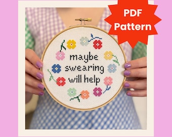 Forse imprecare ti aiuterà Schema punto croce - Divertente punto X sovversivo PDF Download digitale - Ricamo moderno a punto croce