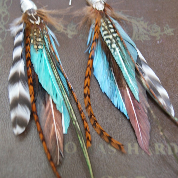 Long Tribal Feather Earrings