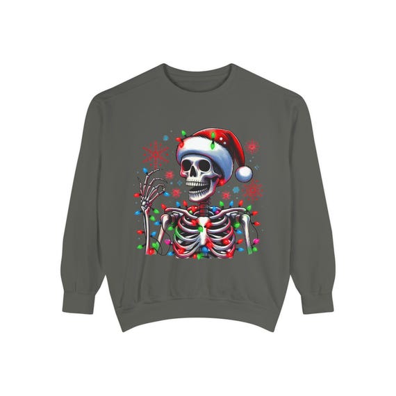 Skeleton Christmas Sweatshirt, Holiday Skeleton Jumper, Festive